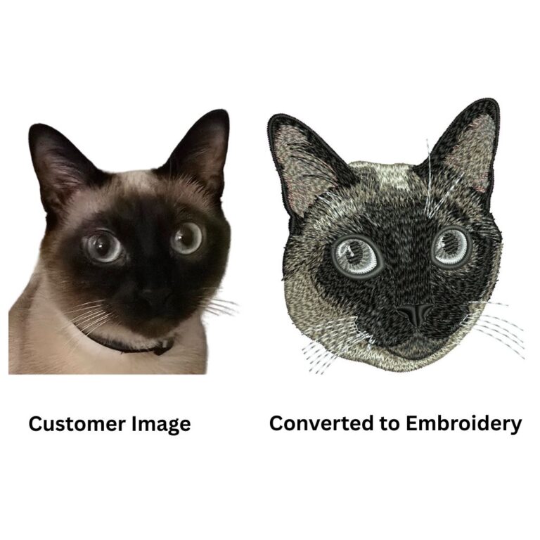 Cat Face Embroidery Digitizing on T-shirt, Sweatshirt & Hat